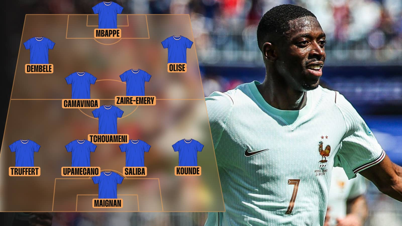 France lineup graphic with image of Ousmane Dembele