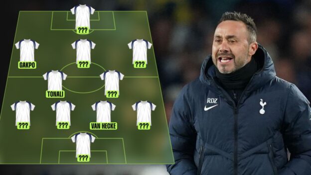 Roberto De Zerbi alongside a Tottenham dream XI