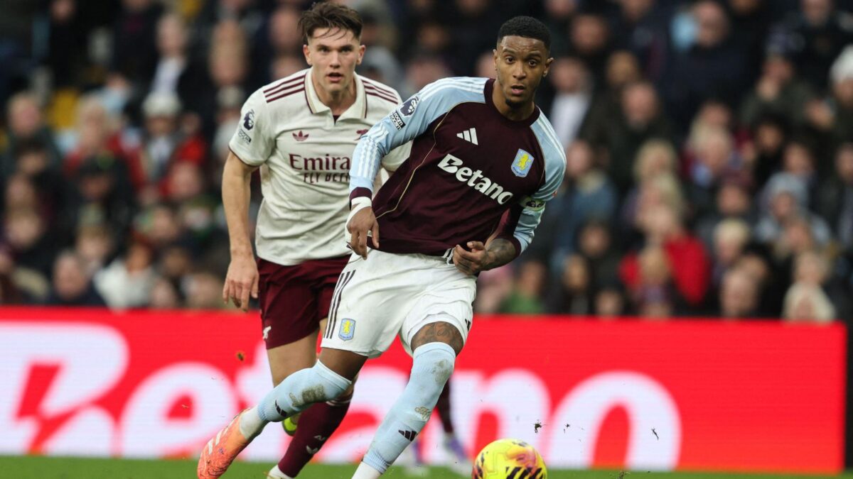 Ezri Konsa tussles with Vitkor Gyokeres last season - will they soon be team-mates?