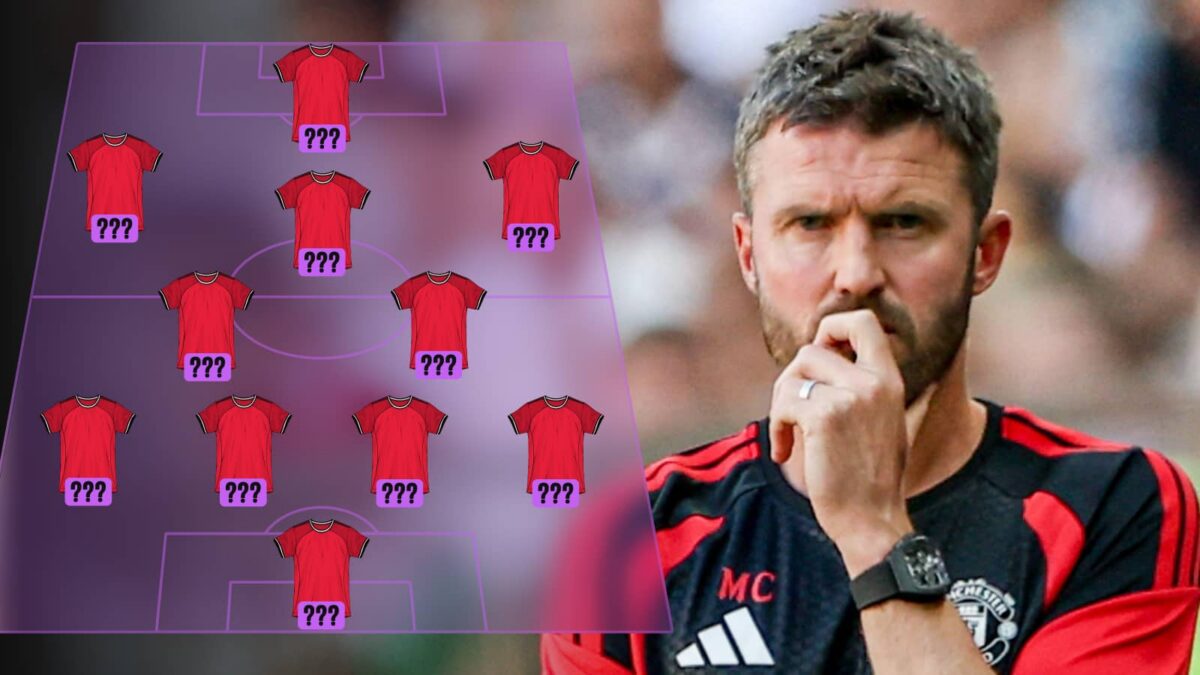 Michael Carrick and a Man Utd lineup graphic