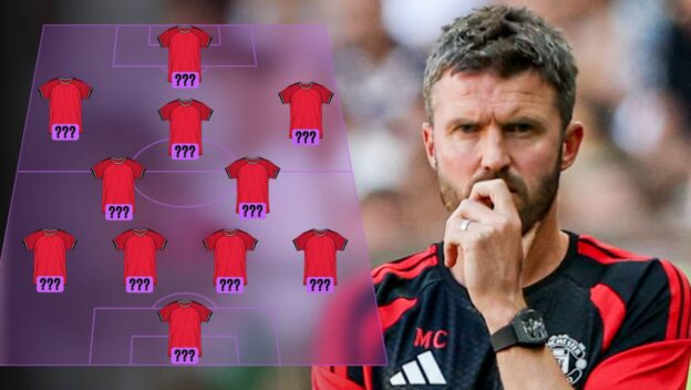 Michael Carrick and a Man Utd lineup graphic