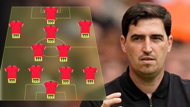 Liverpool lineup graphic with an image of Andoni Iraola