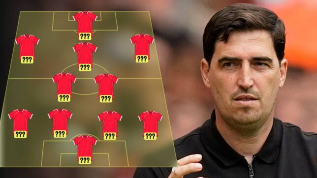 Liverpool lineup graphic with an image of Andoni Iraola