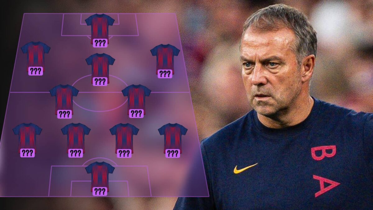 Barcelona lineup graphic with Hansi Flick