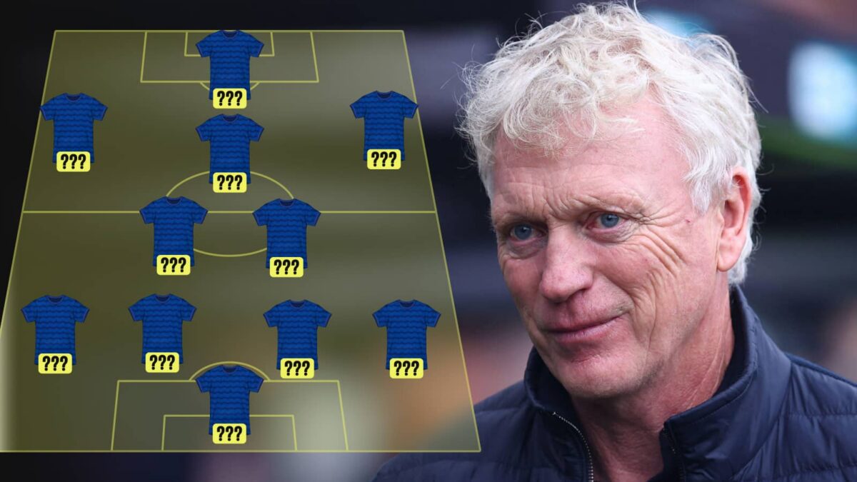 David Moyes and an Everton lineup graphic