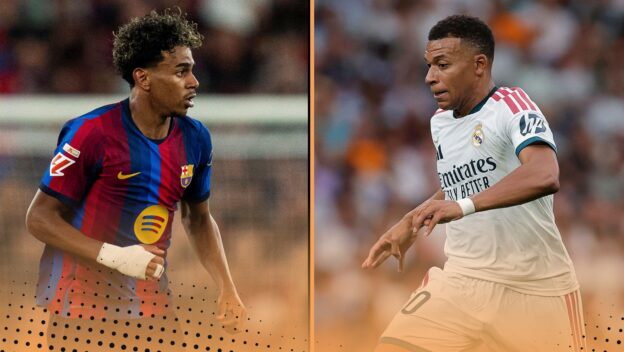 Lamine Yamal and Kylian Mbappe