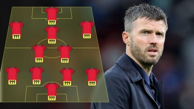 Man Utd lineup graphic with an image of Michael Carrick