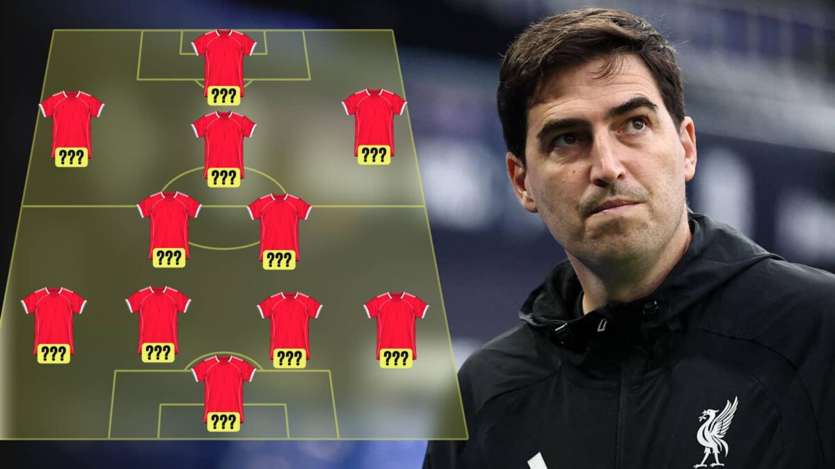 Andoni Iraola and a Liverpool lineup graphic