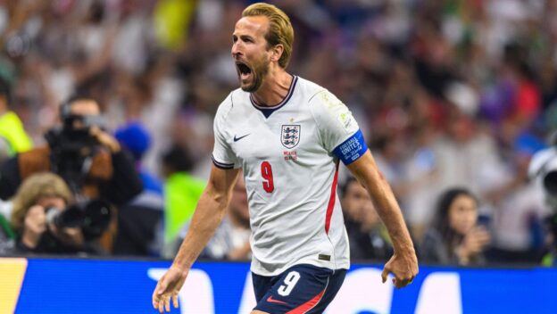 Mexico City, Mexico - July 5: Harry Kane of England celebrates his goal during the FIFA World Cup 2026 Round Of 16 match between Mexico and England at Mexico City Stadium on July 5, 2026 in Mexico City, Mexico