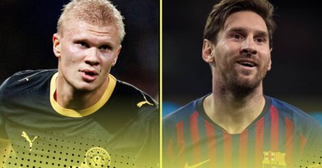 Erling Haaland now one goal away from two of Lionel Messi’s Champions League records