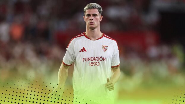 Sevilla, Spain. 16th Aug, 2026. Robbie Ure of Sevilla FC during the La Liga EA Sports match between Sevilla FC and Rayo Vallecano played at Ramon Sanchez Pizjuan Stadium on August 16, 2026 in Sevilla, Spain.