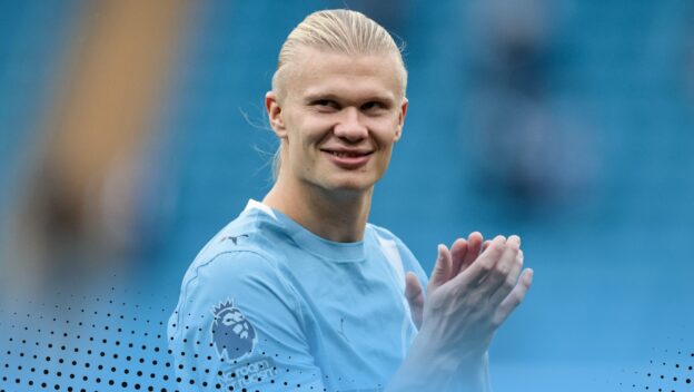 Erling Haaland during the Manchester derby