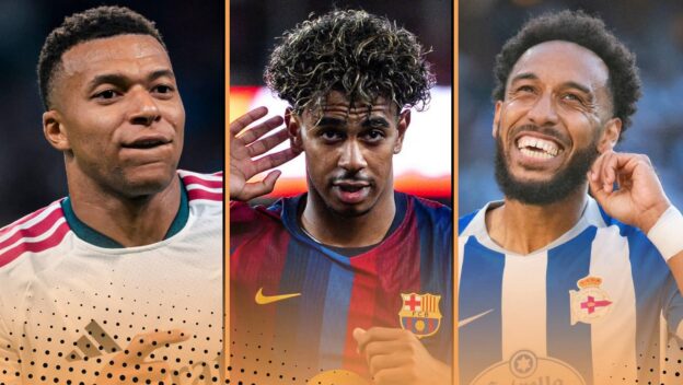 Kylian Mbappe, Lamine Yamal and Pierre-Emerick Aubameyang