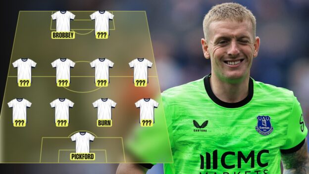 Jordan Pickford alongside an XI