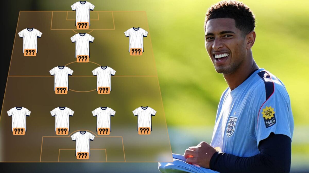 England lineup graphic with image of Jude Bellingham