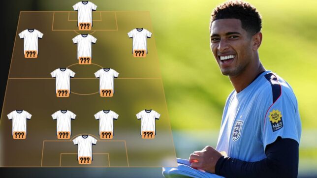 England lineup graphic with image of Jude Bellingham
