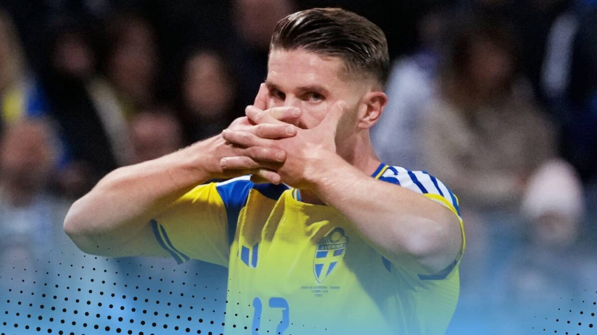 Viktor Gyokeres celebrating for Sweden