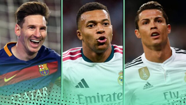 Lionel Messi, Kylian Mbappe and Cristiano Ronaldo